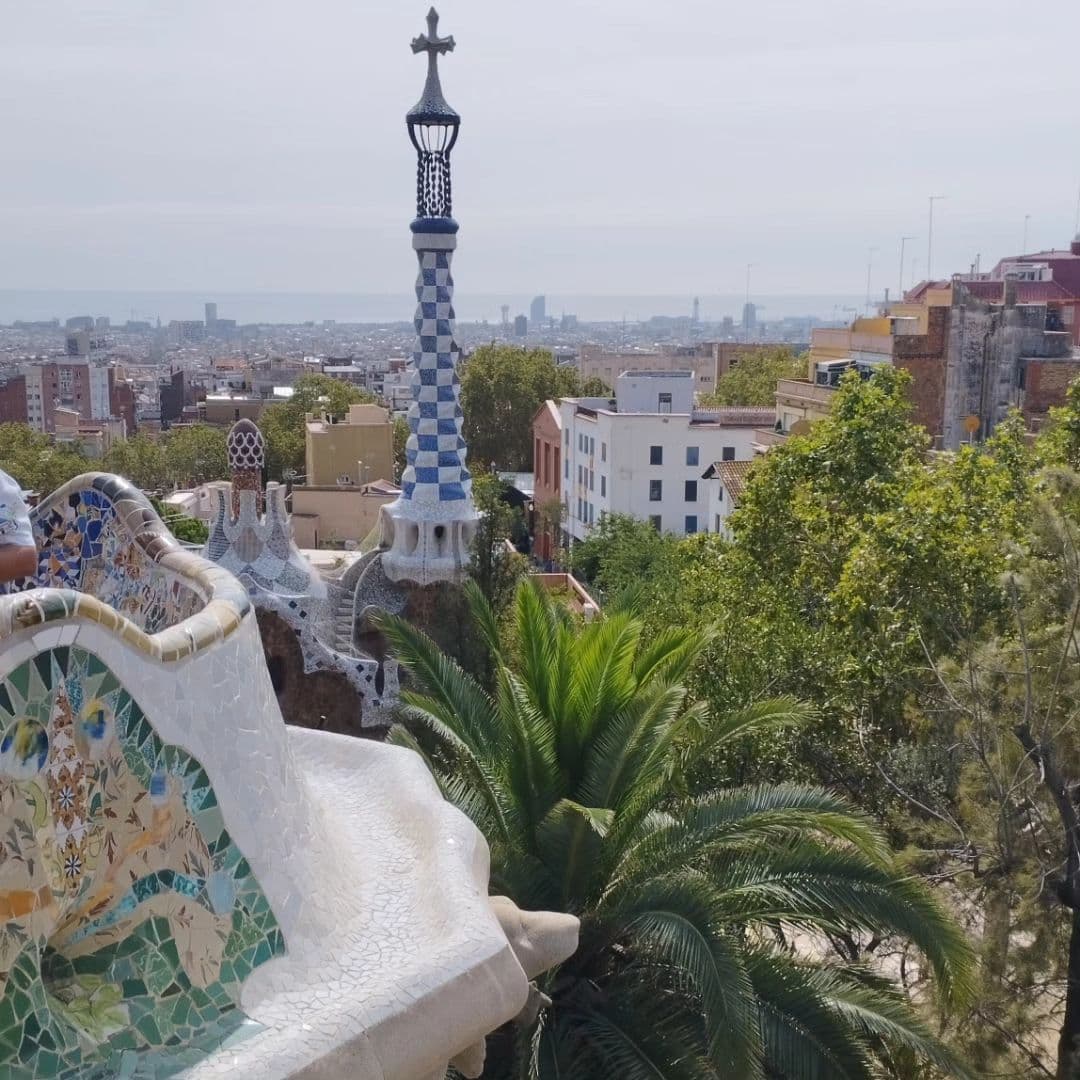 View of the city from the bench in Park Güell