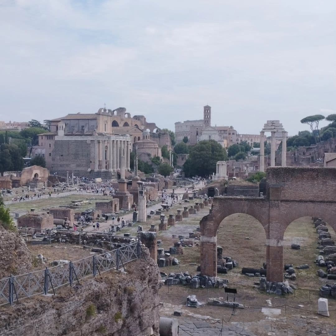 Roman Forum with the Colosseum in the background